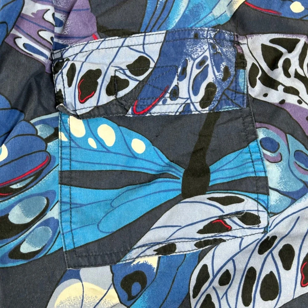 VTG Polo Ralph Lauren Swim Trunks Mens XL Blue Butterfly Wing Print Mesh Lined 5